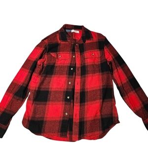 Old Navy Red and Black Plaid Button Down Shirt